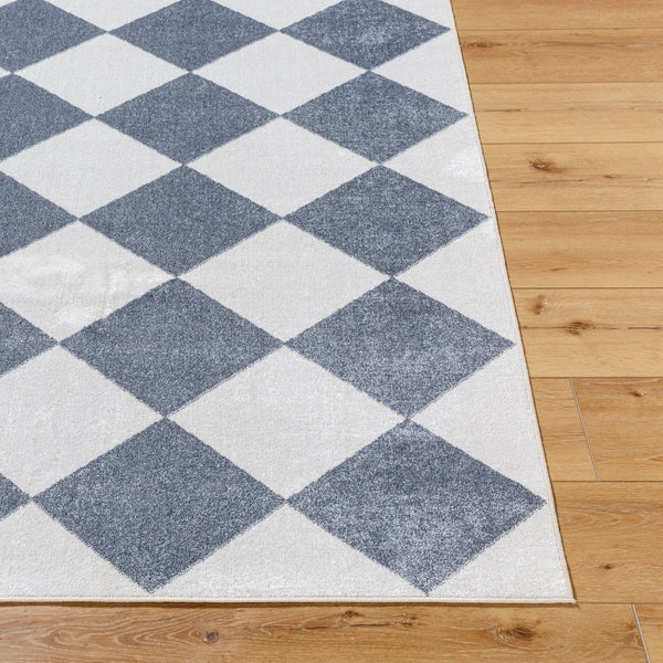 Livabliss Lillian Art Deco Geometric Machine Woven Polyester Rug for Entryway or Bath White, Navy 9'2" x 12'4" LLL2372-9212