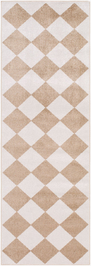 Livabliss Lillian Art Deco Machine Woven Polyester Accent Rug for Entryways and Bedroom Floors White, Dark Bro 2'7" x 7'3" LLL2373-2773