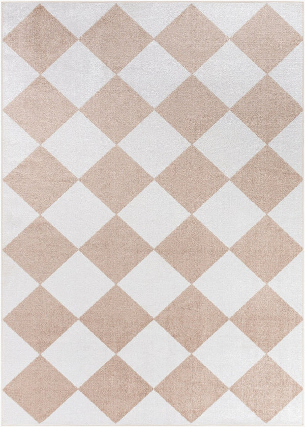 Livabliss Lillian Art Deco Machine Woven Polyester Accent Rug for Entryways and Bedroom Floors White, Dark Bro 6'7" x 9' LLL2373-679