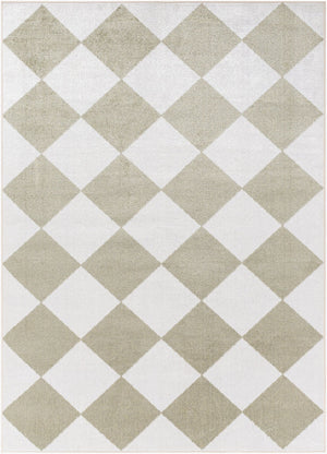 Livabliss Lillian Art Deco Machine Woven Polyester Rug for Entryways and High Traffic Spaces White, Olive 7'10" x 10' LLL2374-710102