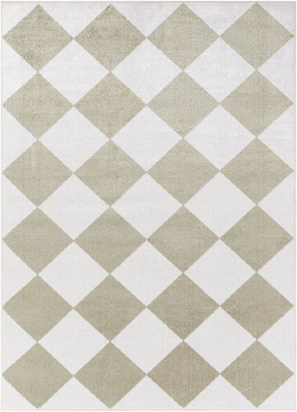 Livabliss Lillian Art Deco Machine Woven Polyester Rug for Entryways and High Traffic Spaces White, Olive 7'10" x 10' LLL2374-710102