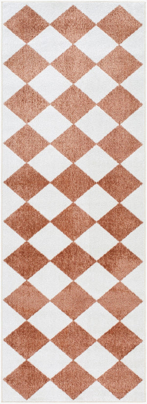 Livabliss Lillian Art Deco Machine Woven Polyester Rug for Entryways Bathrooms and Bedrooms White, Plum 2'7" x 7'3" LLL2375-2773