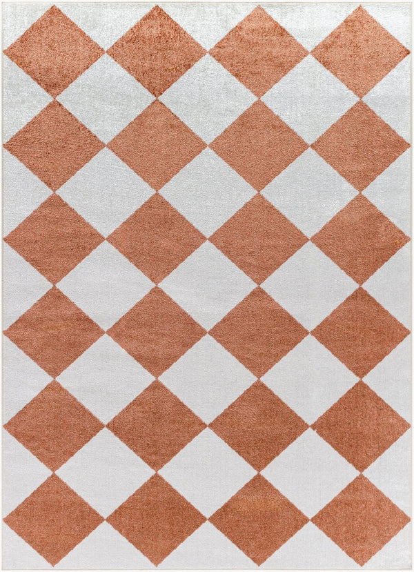 Livabliss Lillian Art Deco Machine Woven Polyester Rug for Entryways Bathrooms and Bedrooms White, Plum 6'7" x 6'7" LLL2375-67RD