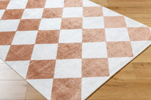 Livabliss Lillian Art Deco Machine Woven Polyester Rug for Entryways Bathrooms and Bedrooms White, Plum 6'7" x 6'7" LLL2375-67RD
