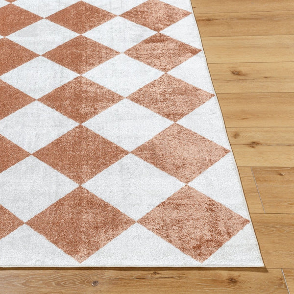 Livabliss Lillian Art Deco Machine Woven Polyester Rug for Entryways Bathrooms and Bedrooms White, Plum 6'7" x 6'7" LLL2375-67RD