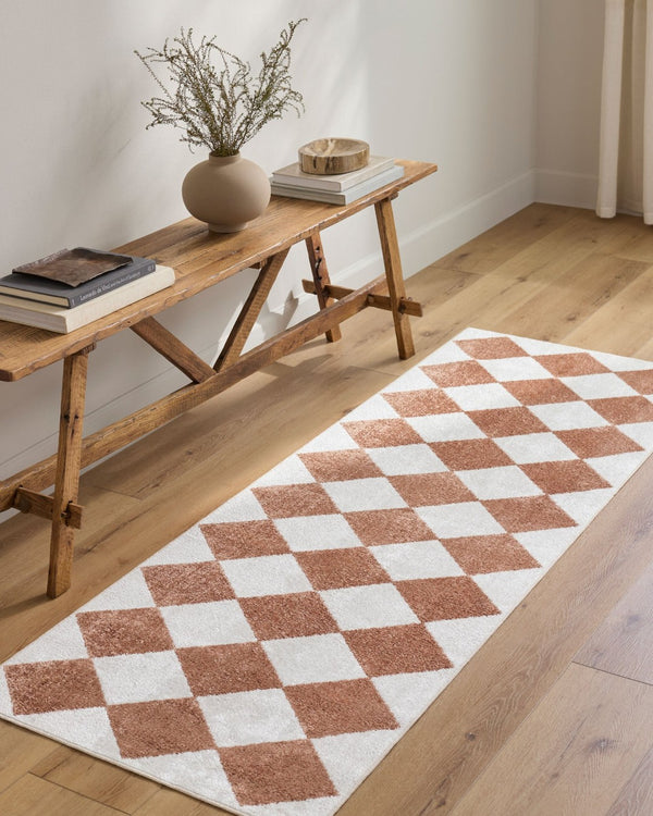 Livabliss Lillian Art Deco Machine Woven Polyester Rug for Entryways Bathrooms and Bedrooms White, Plum 6'7" x 6'7" LLL2375-67RD