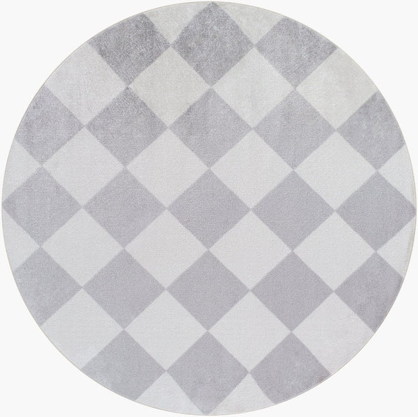 Livabliss Lillian Art Deco Geometric Polyester Accent Rug Machine Woven in Turkey for Small Spaces White, Medium G 6'7" x 6'7" LLL2376-67RD