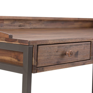 English Elm Ralston Desk - Handcrafted Rustic Natural Aged Brown Acacia Wood & Metal Frame For Home Office Use B136P159560-GIGA