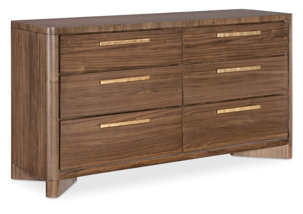 Hooker Furniture Eleana Light Caramel Walnut Dresser With Sunlit Bronze Hardware, Cedar-Lined Drawers & Jewelry Tray 7252-90002-85