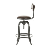 Christopher Knight Home® - Noble House - Vlippu Modern Industrial Upholstered Adjustable Height Swivel Barstool, Brown And Antique Black Brushed Silver