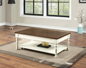 English Elm Steve Silver - Joanna Three-Piece Table Set with Turned Legs & Bottom Shelf, Two-Tone Ivory Mocha Finish, White B081S00385