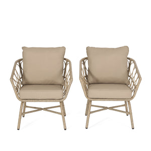 English Elm Christopher Knight Home® - BRUCE Club Chair Set - Brown PE Rattan & Iron Frame, Boho Outdoor Seating with Water-Resistant Cushions 70415.00LBRN