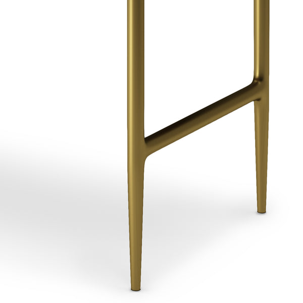 English Elm Wagner Handcrafted Acacia Wood Bench with Antique Brass Metal Legs, Natural Finish, Mid-Century Style B136P159646