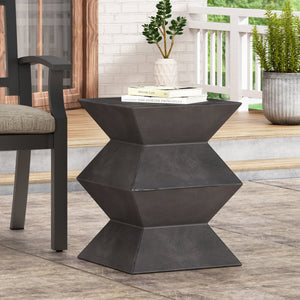 English Elm Outdoor Sculptural Concrete Pedestal Side Table for Patio Balcony and Sunroom Decor 73457.00