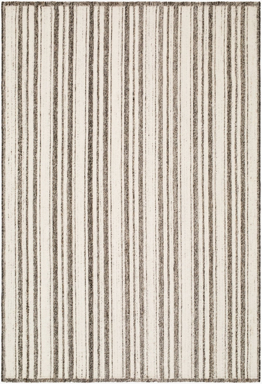 Livabliss River Handwoven Wool Flatweave Area Rug Minimalist Artisan Accent for Modern Interiors Ivory, Charcoal 8' x 10' LLRV2303-810