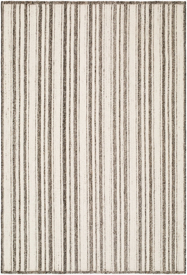 Livabliss River Handwoven Wool Flatweave Area Rug Minimalist Artisan Accent for Modern Interiors Ivory, Charcoal 8' x 10' LLRV2303-810