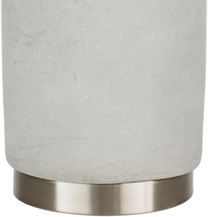 Surya Wells Accent Table Lamp - 27" Height, Stylish Concrete & Steel Design, Cozy Linen Shade For Ambiance Body, Light Gray,Base, Metallic ,Nickel,Shade (Outside), Light Gray,Shade (Inside), White,Finial, Metallic ,Nickel,Harp, Metallic ,Nickel,Cord, Translucent Concrete,Steel,Linen,Iron Lls-001
