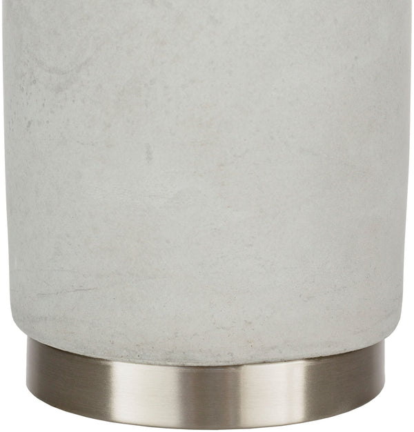 Surya Wells Accent Table Lamp - 27" Height, Stylish Concrete & Steel Design, Cozy Linen Shade For Ambiance Body, Light Gray,Base, Metallic ,Nickel,Shade (Outside), Light Gray,Shade (Inside), White,Finial, Metallic ,Nickel,Harp, Metallic ,Nickel,Cord, Translucent Concrete,Steel,Linen,Iron Lls-001