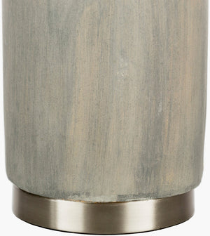 Surya Wells Accent Table Lamp - 27" Height, Stylish Concrete & Steel Design, Cozy Linen Shade For Ambiance Body, Medium Gray,Base, Metallic ,Nickel,Shade, White,Finial, Metallic ,Nickel,Harp, Metallic ,Nickel,Cord, Translucent Concrete,Steel,Linen,Iron Lls-002