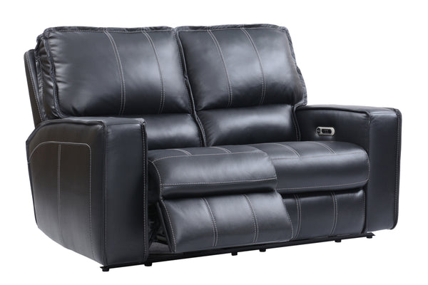 Parker House Rockford - Verona Black Power Reclining Sofa And Loveseat Black Top Grain Leather With Match (X) Mroc-32ph-vbk