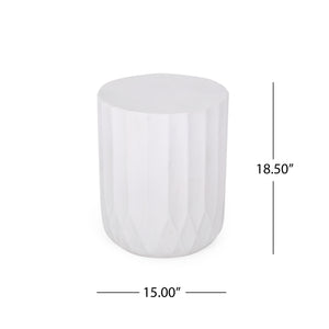 English Elm End Table Cylindrical Cast Concrete Sculptural Side for Indoor or Patio Use 73433.00