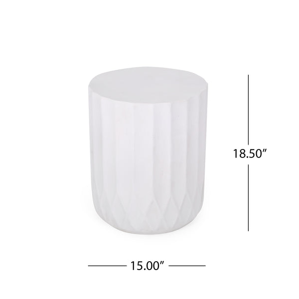 English Elm End Table Cylindrical Cast Concrete Sculptural Side for Indoor or Patio Use 73433.00