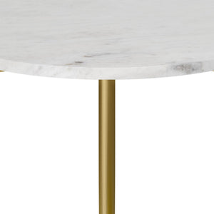 English Elm Wagner Round Marble & Wood Side Table - Mid-Century Modern Elegance For Living Room Or Office B136P159967-GIGA