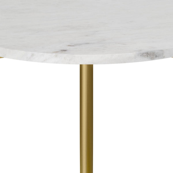 English Elm Wagner Round Marble & Wood Side Table - Mid-Century Modern Elegance For Living Room Or Office B136P159967-GIGA