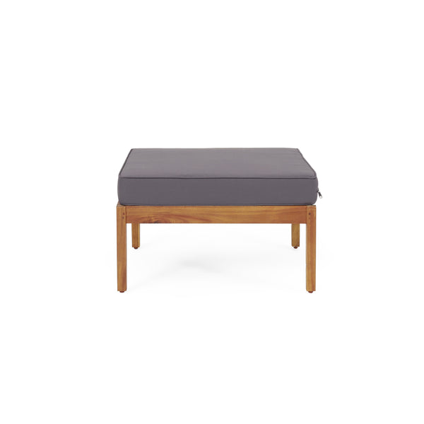 English Elm Christopher Knight Home® - Aston Teak Acacia Wood 3-Seater Outdoor Sofa Chat Set with Ottoman, Slat Design & Water-Resist Cushions 73001.00DGRY_74100.00DGRY