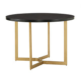 Homelegance By Top-Line DuBose Black Finish 45" Round Table with Gold Metal Base Black Wood