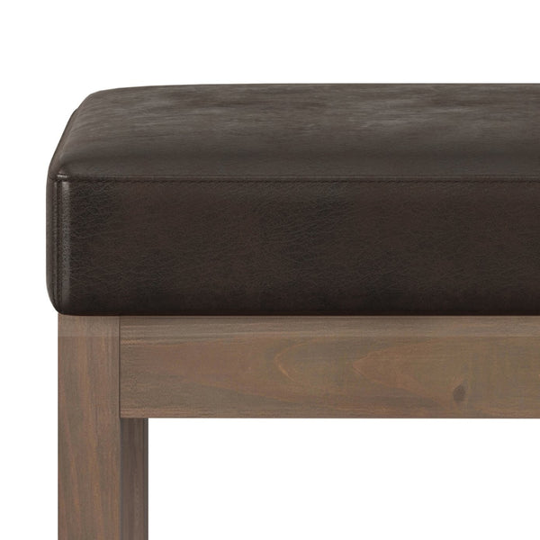 English Elm Milltown Versatile Small Ottoman Bench - Distressed Dark Brown Vegan Leather, Stylish Footrest & Seating B136P159085
