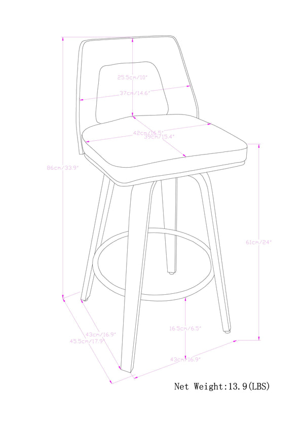English Elm Ellison Bentwood Counter Height Stools Set Of 2 - Cream Vegan Leather For Modern Dining Spaces B136P158613