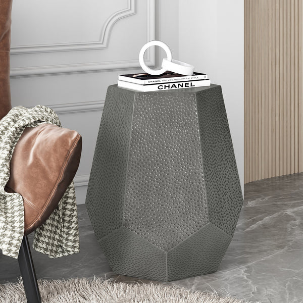 English Elm Christopher Knight Home® - METAL Modern Hammered Iron Geometric Side Table — Sleek Brushed Finish, Sturdy 80 lb Capacity Antique Silver 72228.00