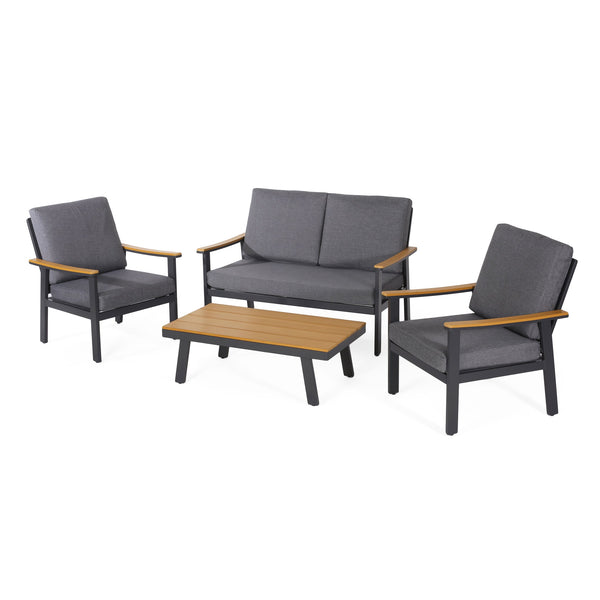 English Elm Sinclair Outdoor 4 Piece Chat Set Aluminum Frame with Olefin Cushions Patio Seating 62850.00GGRY