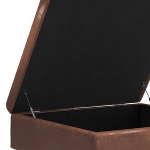 English Elm Shay - Stylish Mid Century Storage Ottoman Coffee Table In Distressed Saddle Brown Faux Leather B136P159258-GIGA