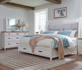 Parker House Americana Modern Bedroom King Shelter Bed With Dresser And Mirror White Poplar Solid,Birch Veneers Bame-3pc-1266-dm