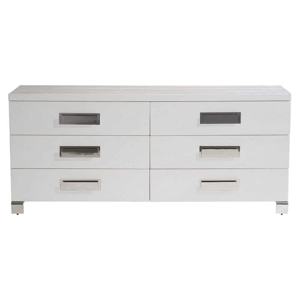 Bernhardt Bernhardt Coro Dresser In Azucar Finish With Polished Stainless Accents, 6 Soft-Close Drawers, 76" Wide 316052