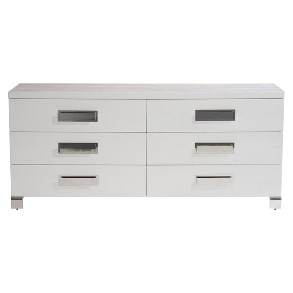 Bernhardt Bernhardt Coro Dresser In Azucar Finish With Polished Stainless Accents, 6 Soft-Close Drawers, 76" Wide 316052