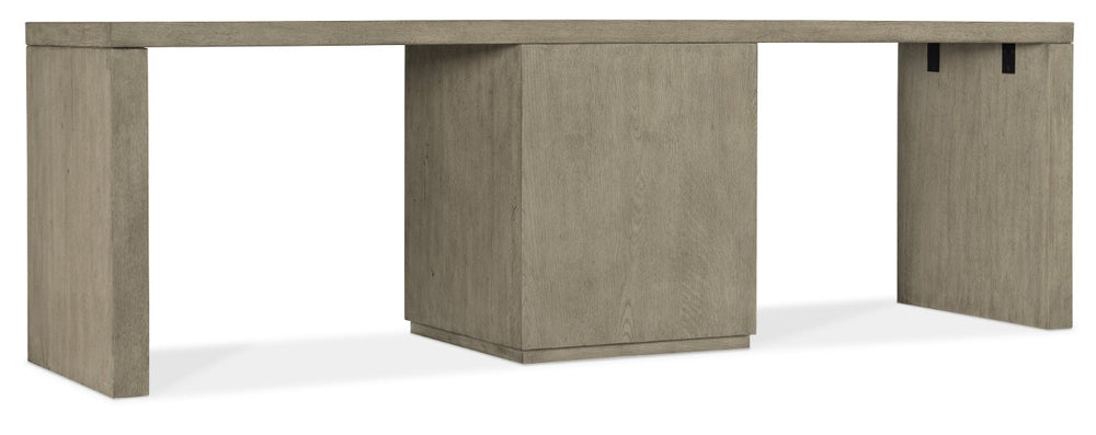Hooker Furniture Linville Desk 84" Smoked Gray Mink Oak Veneer Executive Writing Table With Center File And Locking Drawer 24.00 L x 96.00W x 30.00H 6150-10924-85