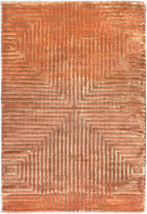 Surya Luminous Handmade 2' X 3' Wool & Viscose Rug - Luxurious, Durable, Unique Design For Any Space! Rust Viscose,Wool Lmn3004-23