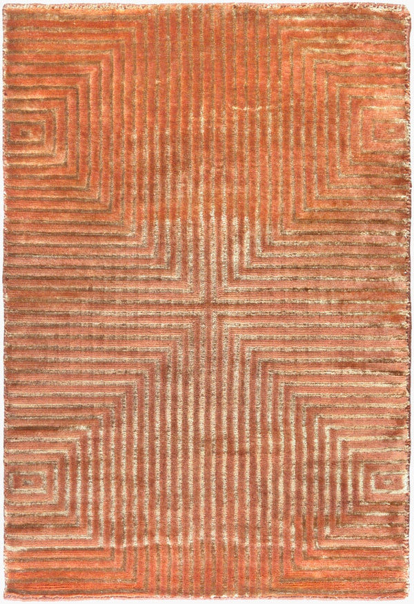 Surya Luminous Handmade 2' X 3' Wool & Viscose Rug - Luxurious, Durable, Unique Design For Any Space! Rust Viscose,Wool Lmn3004-23