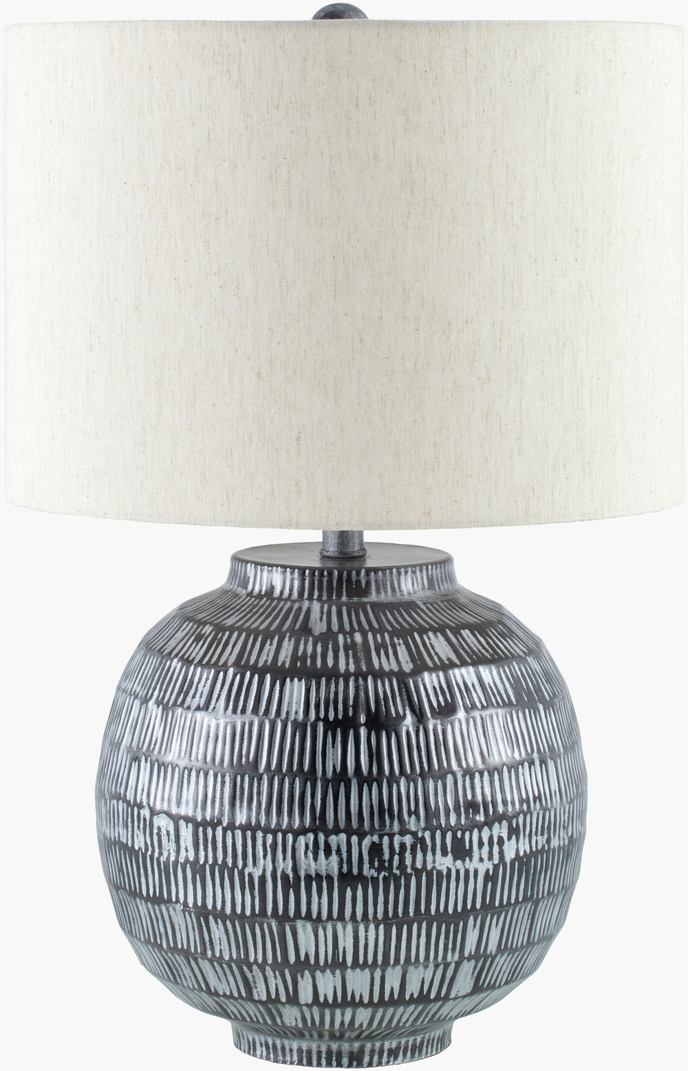Surya Lomo Industrial Rustic Accent Table Lamp - 26" Tall, Iron Body, Cotton Shade & Mango Wood Finial Body, Black,Shade (Outside), Beige,Shade (Inside), White,Finial, Black,Harp, Black,Cord, Black Iron,Cotton,Cotton,Cotton,Metal,Mango Wood Lmo-001