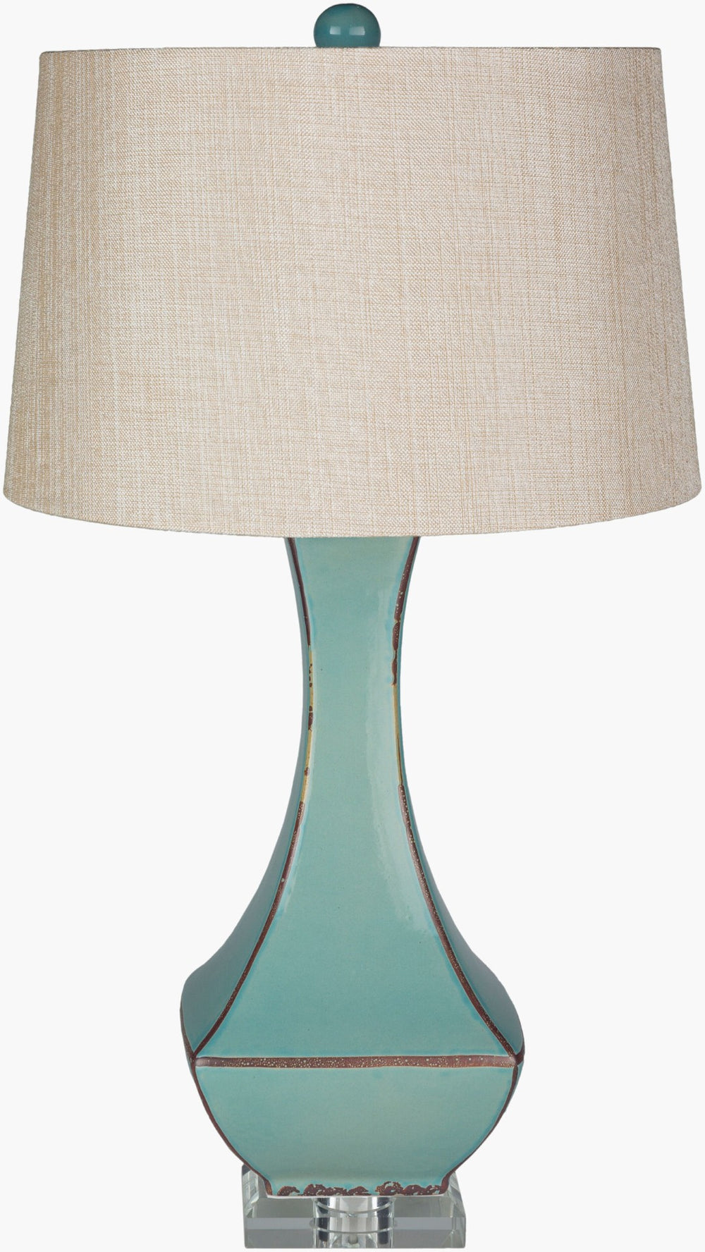 Livabliss Belhaven Ceramic and Crystal Table Lamp with Silk Shade for Bedroom or Entryway LMP-1004