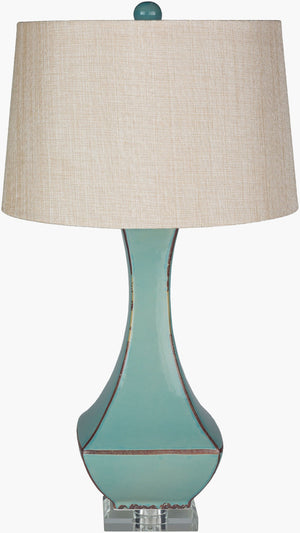 Livabliss Belhaven Ceramic and Crystal Table Lamp with Silk Shade for Bedroom or Entryway LMP-1004