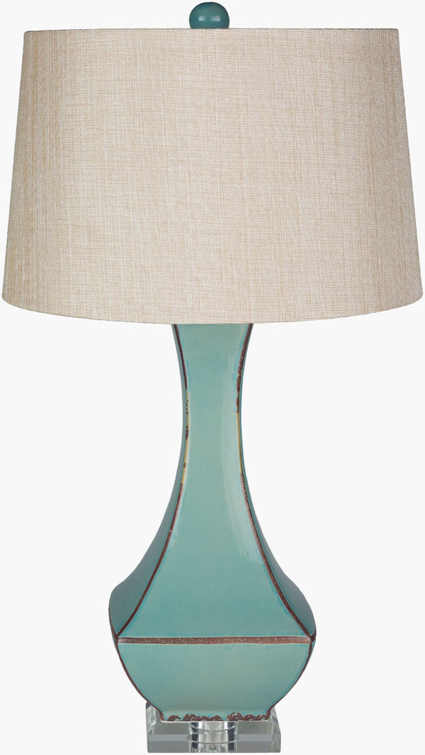 Livabliss Belhaven Ceramic and Crystal Table Lamp with Silk Shade for Bedroom or Entryway LMP-1004