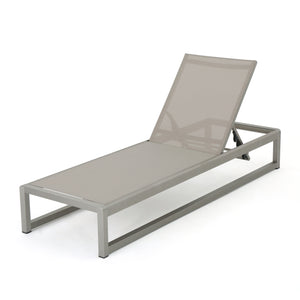 English Elm Christopher Knight Home® - Outdoor Chaise Lounge Set of 2 — Adjustable Aluminum Frame, Breathable Textilene Mesh Seating, Grey 77.5" 62397.00ECRMP2
