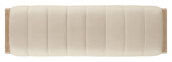 Hooker Furniture Banyon Bench Showcasing White Oak Frame, Sunbleached Top-Grain Leather Seat, Distressed Desert Oak Finish And Modern Lines Beige 6081-90019-82