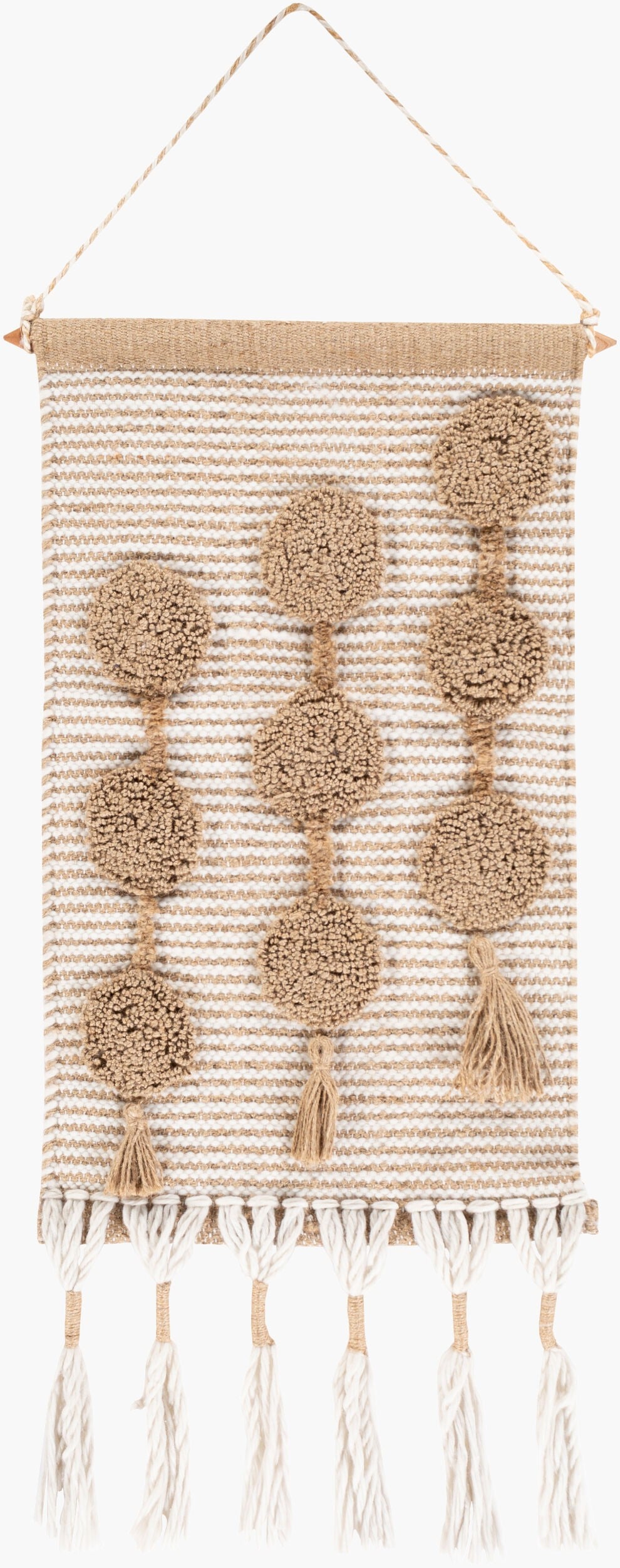 Surya Lamont 33"H X 14"W Modern Wall Hanging - Durable Woven Design For Charming Home Decor Revitalization White Jute,Wood Lmt1000-1422