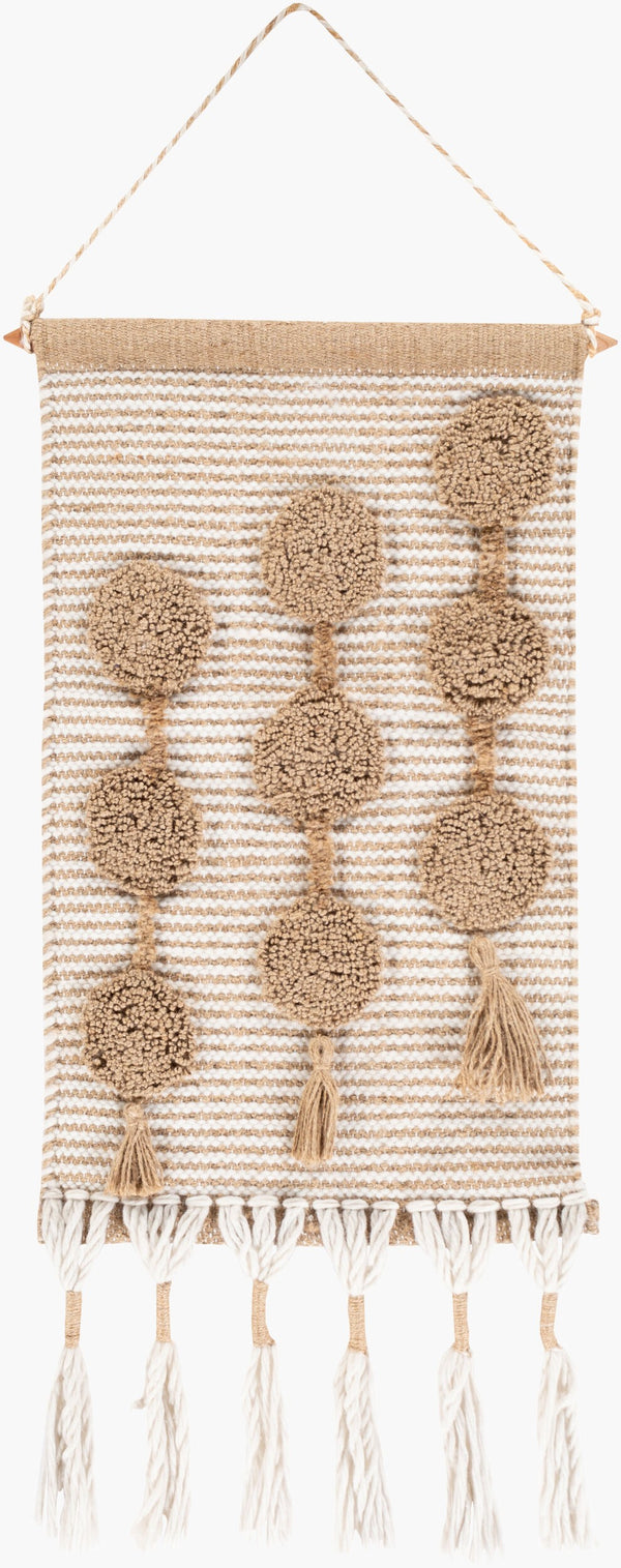 Surya Lamont 33"H X 14"W Modern Wall Hanging - Durable Woven Design For Charming Home Decor Revitalization White Jute,Wood Lmt1000-1422