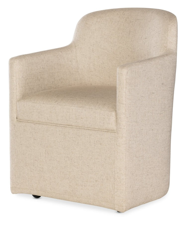 Hooker Furniture Commerce Upholstered Arm Chair With Barrel Silhouette, Performance Fabric & Casters For Mobility And Style Beige 7228-75010-05